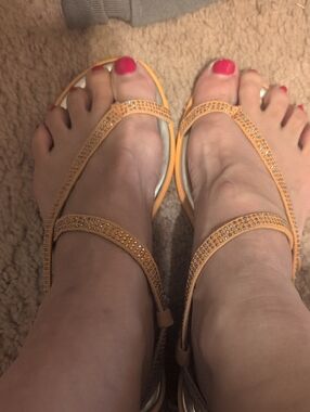 ANTONIO MELANI Orange Crystal Strap Sandals